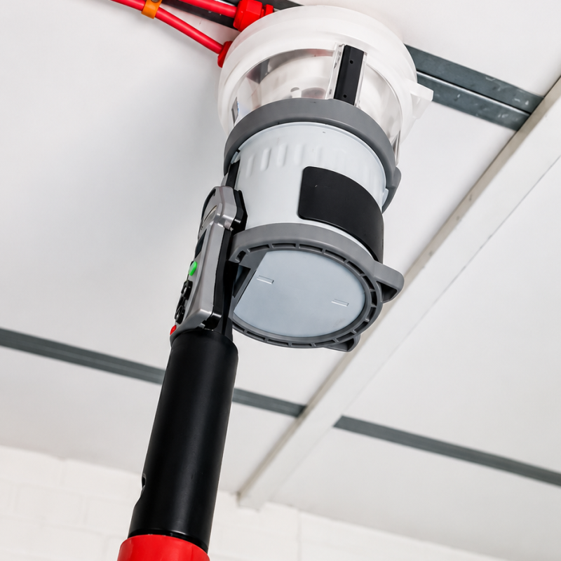 Industrial ceiling with alarm sensor and pole