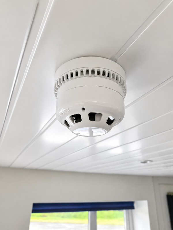 Smoke detector on modern ceiling